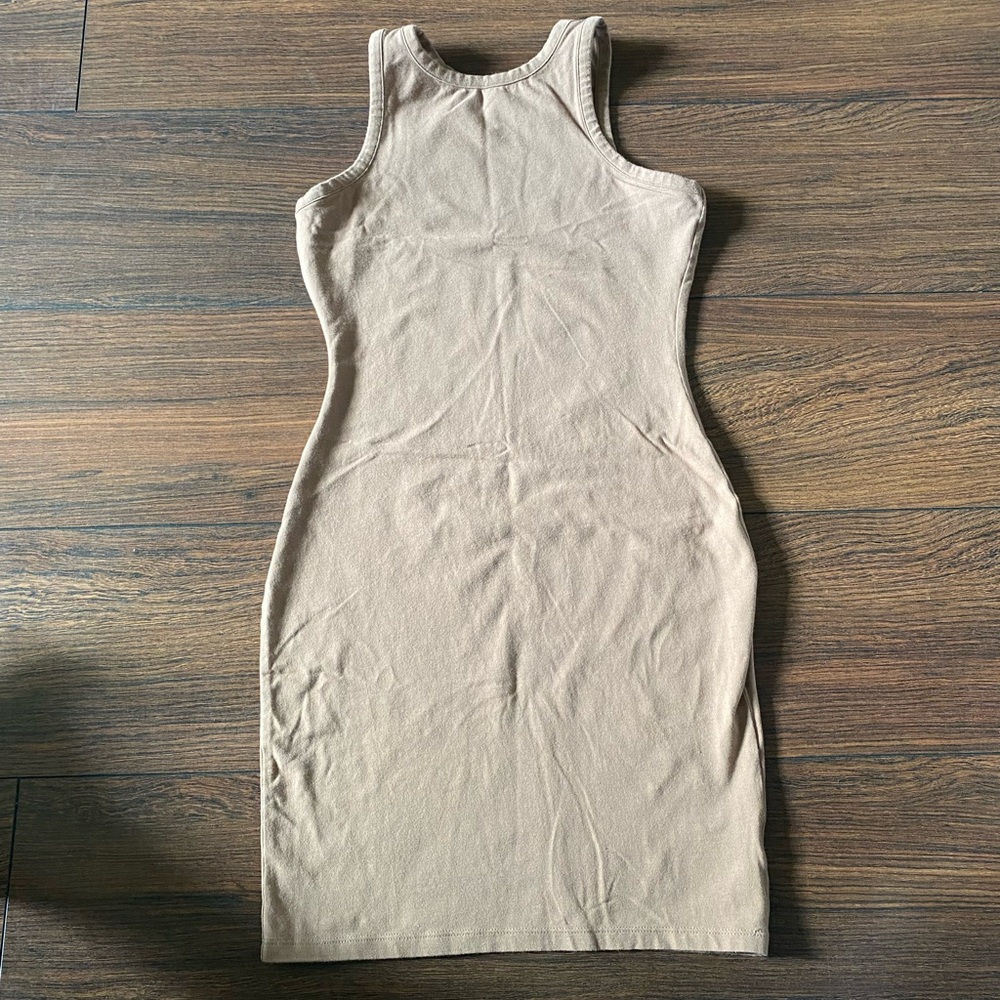 BROWN MINI BODY CON DRESS